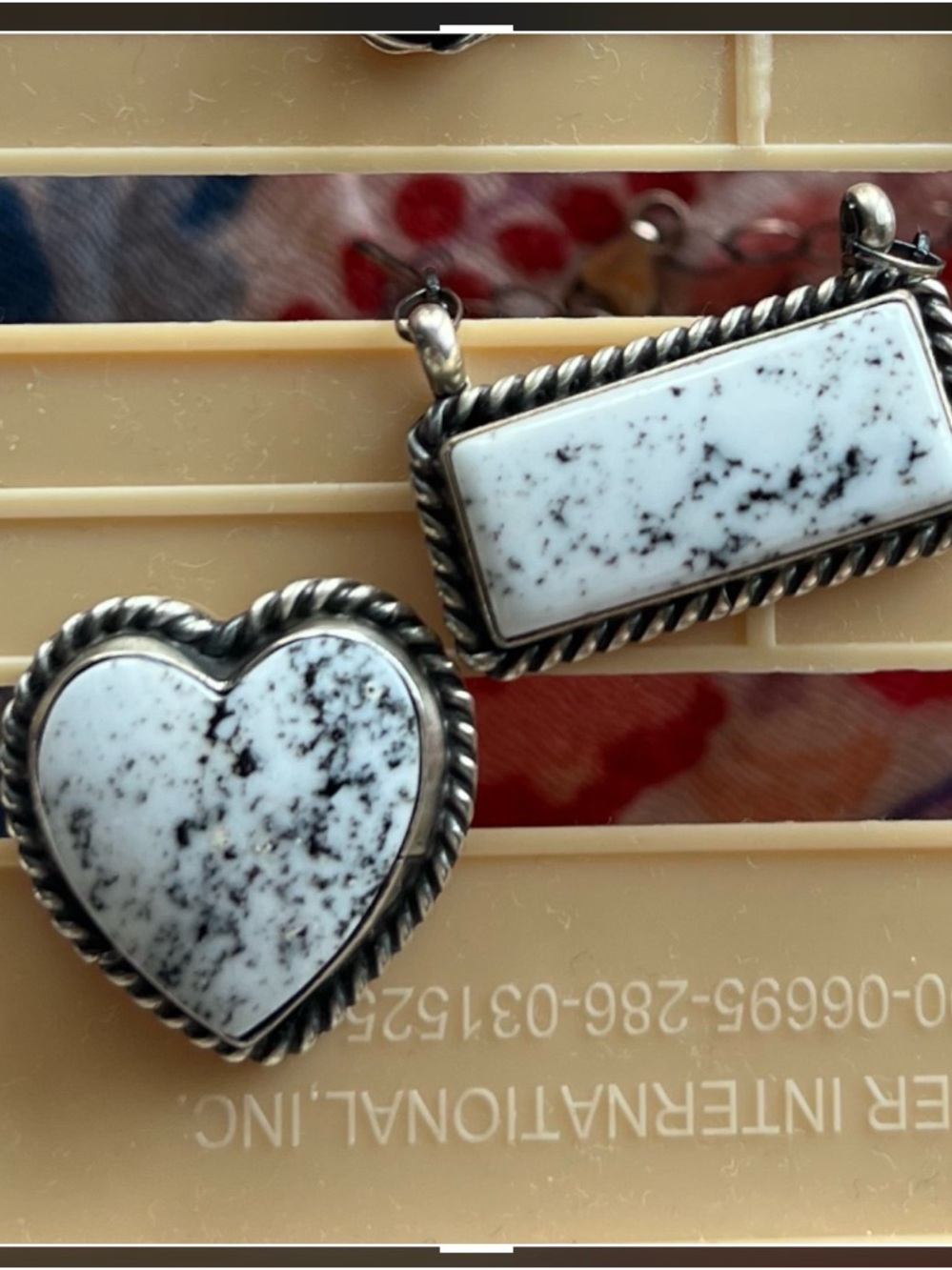 Native Made White Buffalo Heart & Bar Necklace